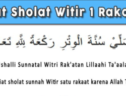 Niat Sholat Sunnah Witir 1 Rakaat