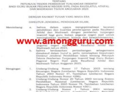 Juknis Tunjangan Insentif Guru Bukan PNS pada RA dan Madrasah TA 2023