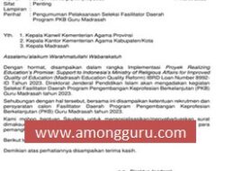 Pengumuman Pelaksanaan Seleksi Fasilitator Daerah Program PKB Guru Madrasah 2023